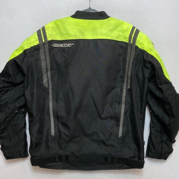 Joe Rocket Motorcycle Jacket Mens XL Green Black Hi Viz Green Armored Liner - Picture 13 of 16